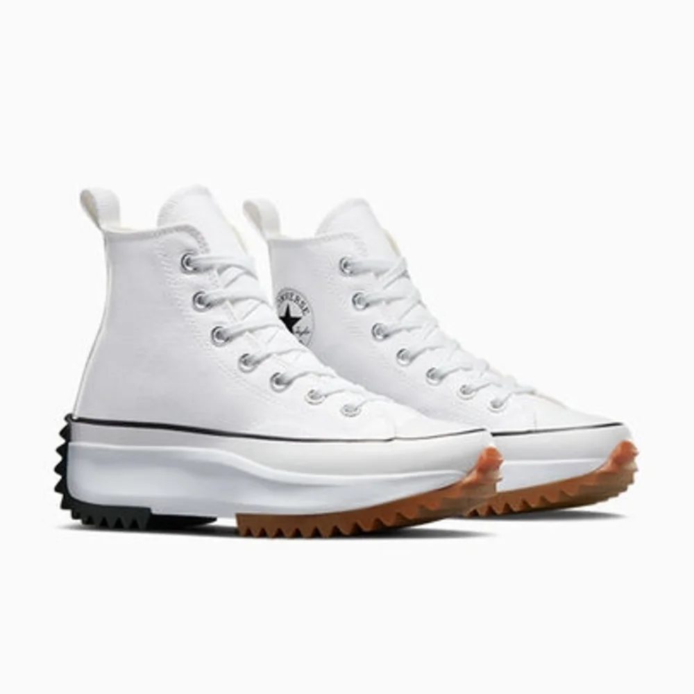 Converse White and Black High-Top Run Star Hike Canvas Platform Sneakers - Picture 2 of 5